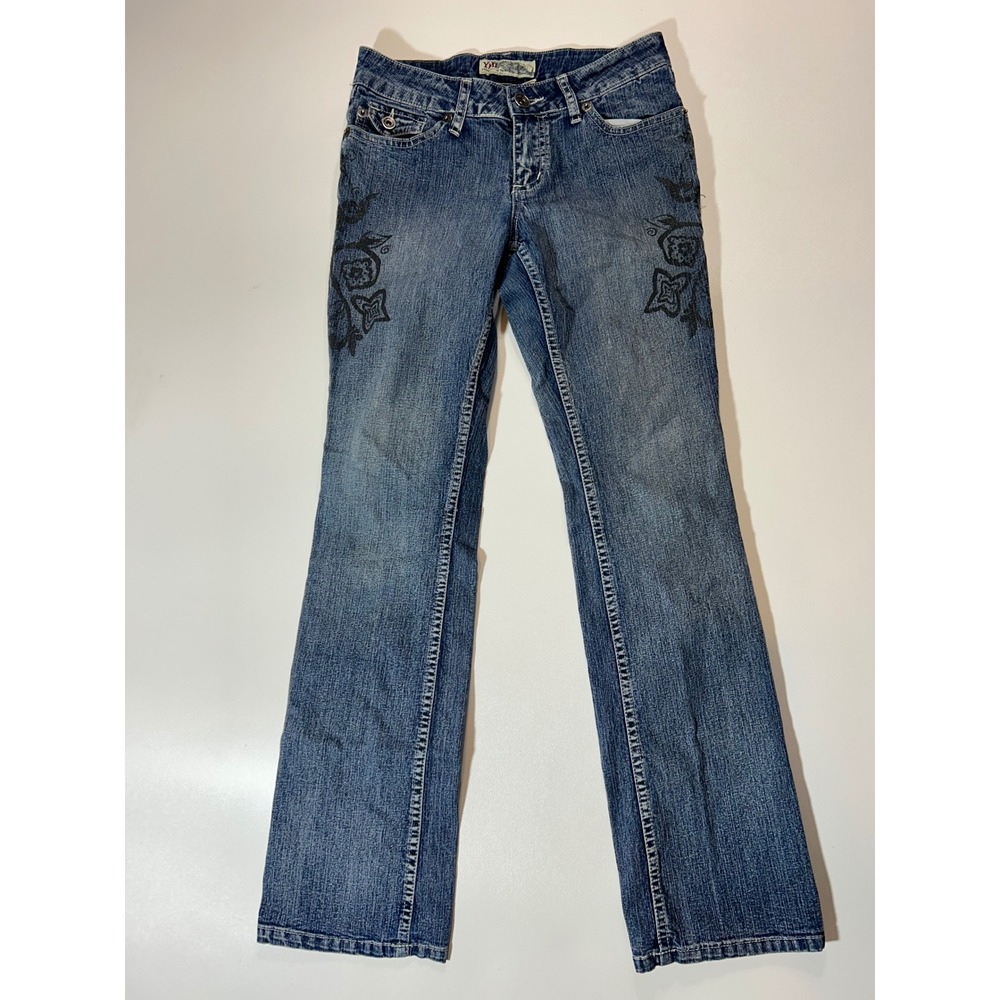YMI Bootcut Jeans Womens 16 Blue Excellent Embroidered Low Rise Y2K Denim